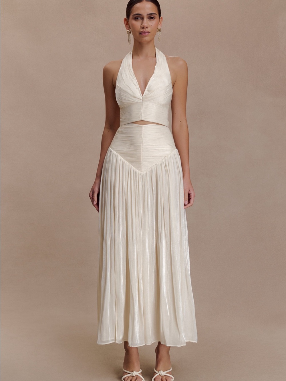 Meshki Makena Gathered Midi Skirt - Opal White - Small